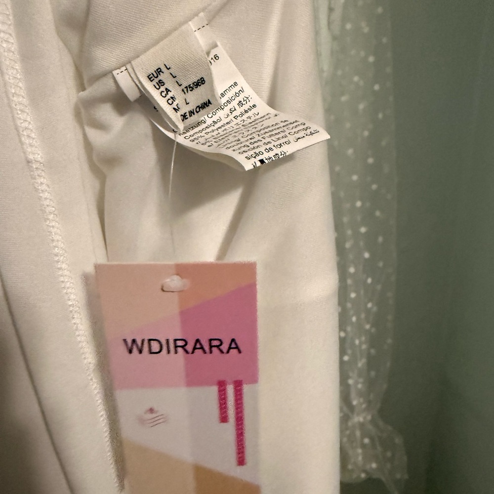 White Bubble Sleeve Dress - Picture 6 of 6
